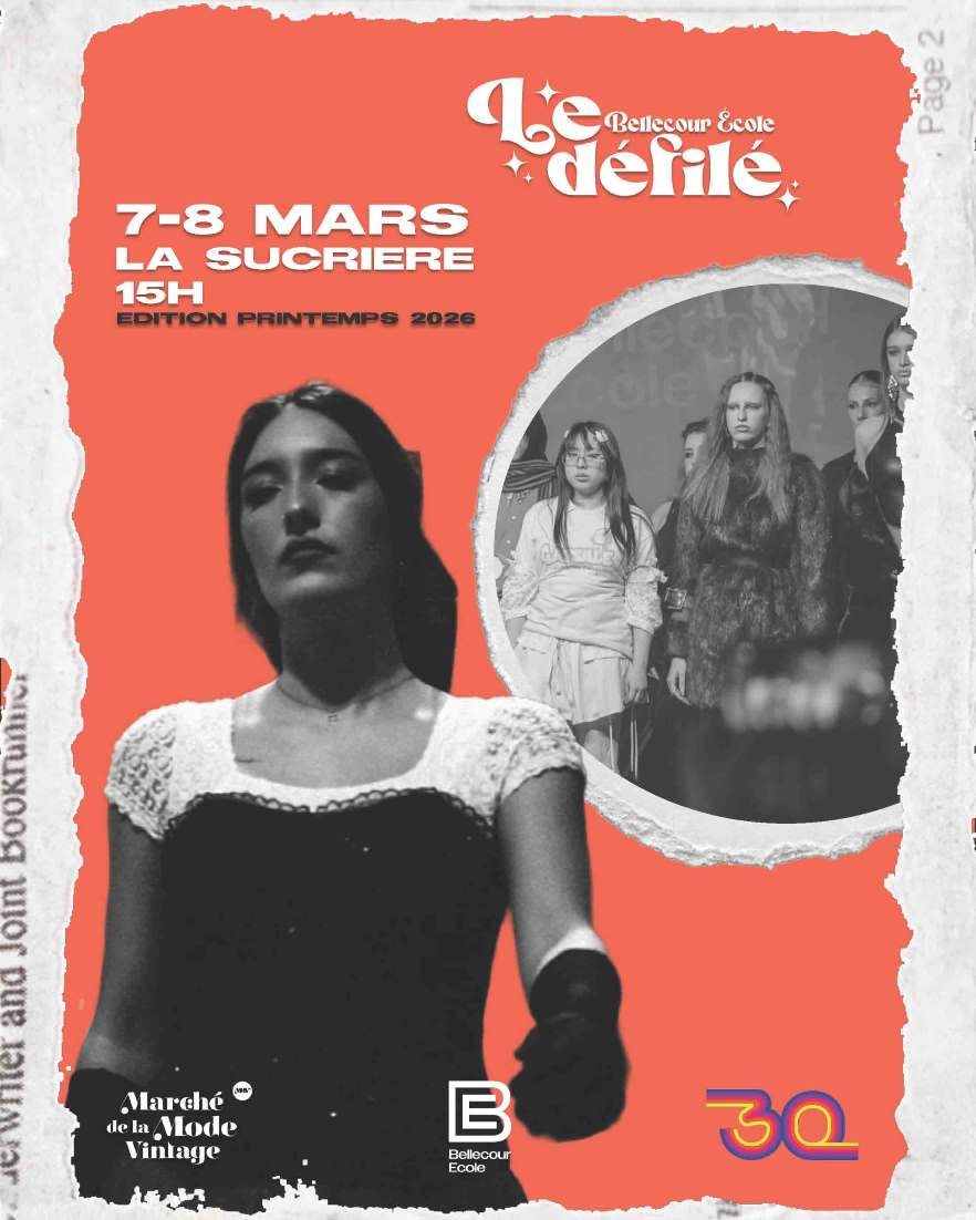 Étudiantes du Bachelor Design de Mode de Bellecour École présentant leur mini-collection inspirée des Rencontres d'Arles au Marché de la Mode Vintage 2026 à La Sucrière